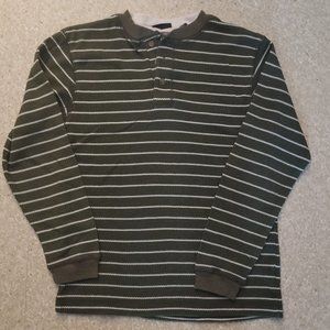 ROUTE 66 green/off white stripe L/S cotton blend top sz 10/12 boys